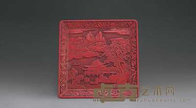 明 剔红山水人物盘 25.5cm